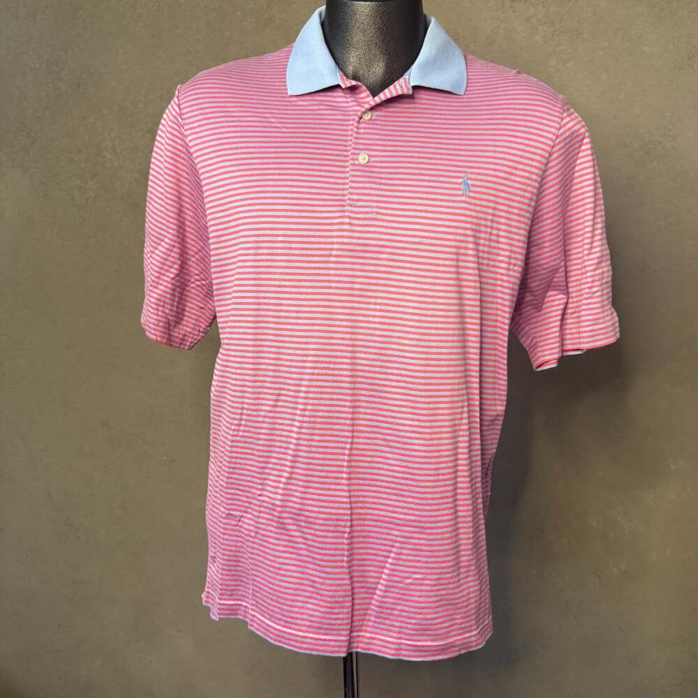 Polo Golf Ralph Lauren Red Gray Striped Pima Cotton Polo Mens M